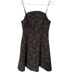Keepsake The Label Large Black & White Fit & Flare Luck Now Geometric Mini Dress